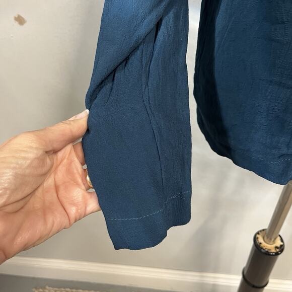 Coldwater Creek 2pc Jacket Tank Set sz Medium Teal Satin Lagenlook Artsy Career - Picture 6 of 9